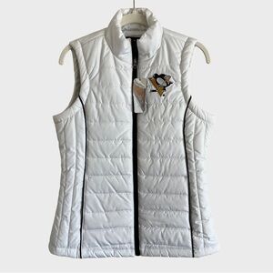 NWT NHL Women’s Pittsburgh Penguins Hockey White Puffer Vest G-III Apparel S